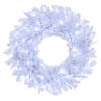 Vickerman 24" Artificial Flocked White Fir Wreath Pure White Dura-Lit® LED Lights