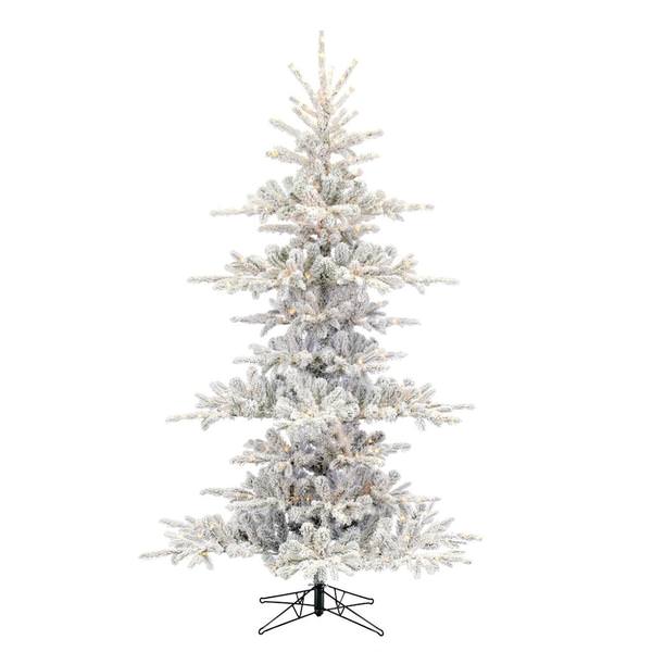 Pre-Lit Artificial Christmas Tree with Tips, Lights, Metal Stand