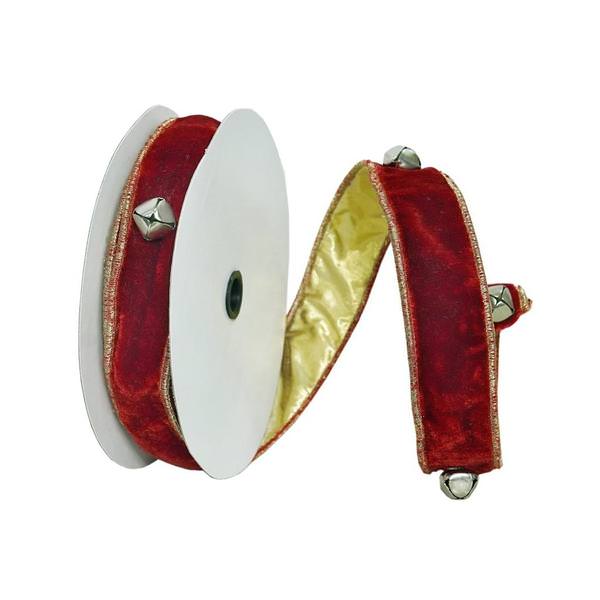 1.5"x30' Red Jingle Bells Ribbon