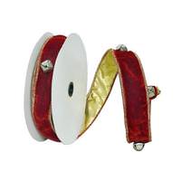 Vickerman 1.5"x30' Red Jingle Bells Ribbon