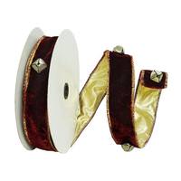 Vickerman 1.5"x30' Wine Jingle Bells Ribbon