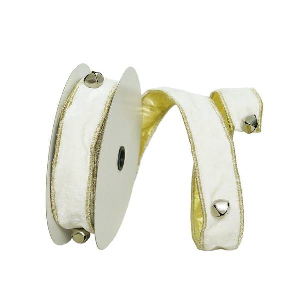 1.5"x30' White Jingle Bells Ribbon