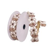 Vickerman 1.5"x30' Cream / Champagne Flower Ribbon