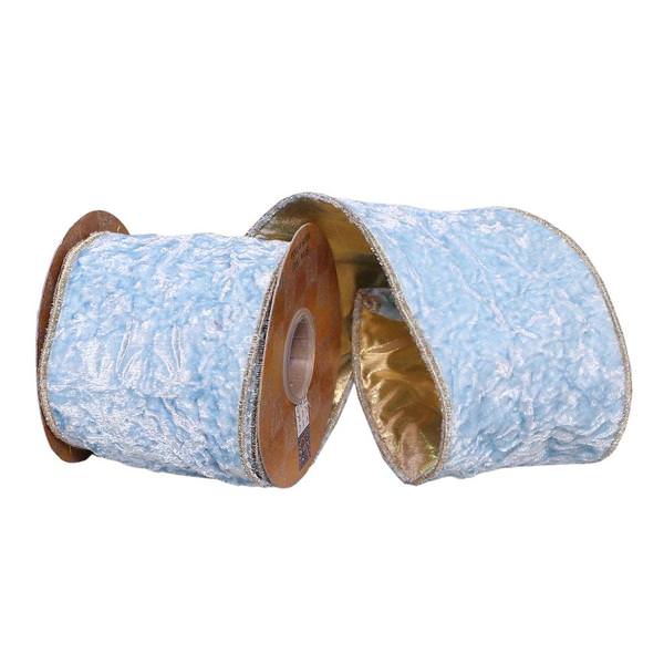 4"x15' Light Blue Crushed Velvet Decorative Ribbon