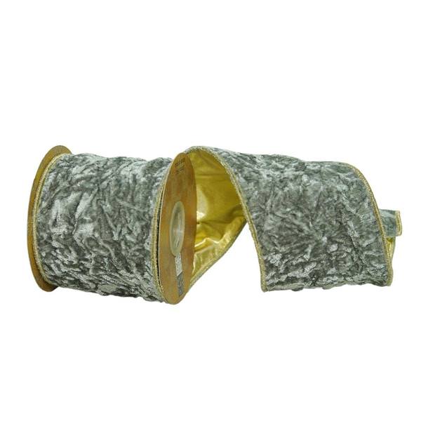 4"x15' Grey Crushed Velvet Decorative Ribbon
