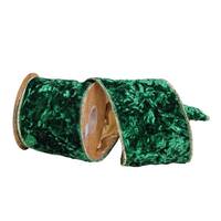 Vickerman 4"x15' Emerald Crushed Velvet Wired Edge Ribbon