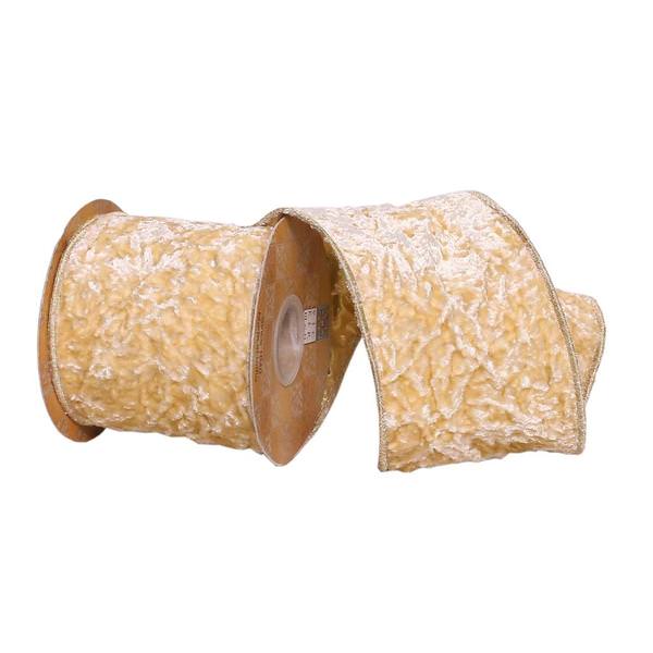 4"x15' Beige Crushed Velvet Ribbon