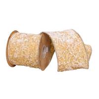 View 4"x15' Beige Crushed Velvet Ribbon