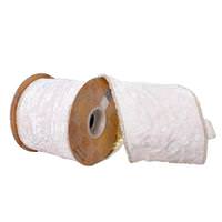 Vickerman 4"x15' White Crushed Velvet Ribbon