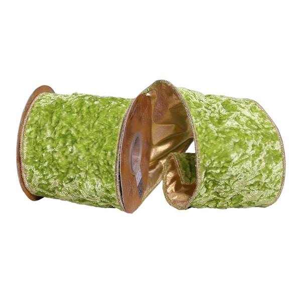 4"x15' Bright Green Crushed Velvet Ribbon