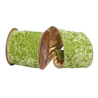 Vickerman 4"x15' Bright Green Crushed Velvet Ribbon