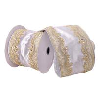Vickerman 4"x15' Silver Gold Embroidery Ribbon