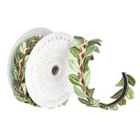 Vickerman 2.5" x 15' Green Harvest Leaves Ribbon