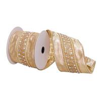 View 4"x15' Gold Silver Jewels Decorative Ribbon