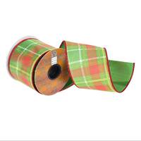 Vickerman 4" x 30' Green / Yellow Plaid Ribbon
