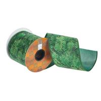 Vickerman 4" x 30' Green Pine Print Ribbon