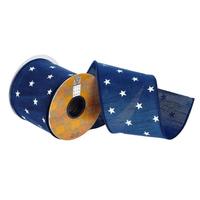 Vickerman 4" x 30' Dark Blue / White Velvet Ribbon