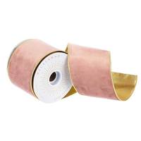 Vickerman 4" x 30' Chalk Pink / Gold Velvet Ribbon