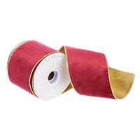 Vickerman 4" x 30' Red / Gold Velvet Ribbon