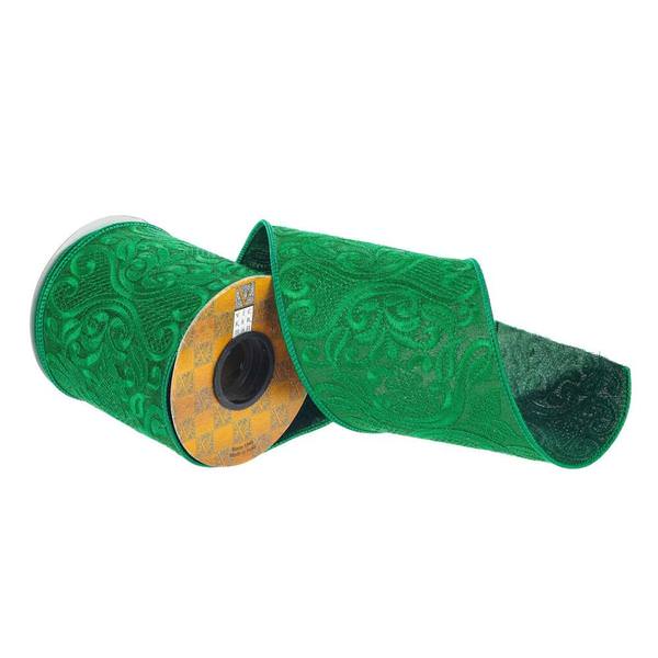 4" x 15' Green Embroidery Ribbon
