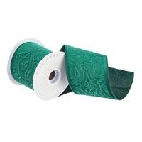 Vickerman 4" x 15' Teal Green Embroidery Ribbon