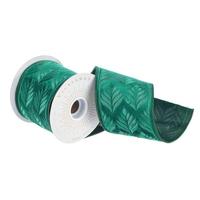 Vickerman 4" x 15' Teal Green Embroidery Ribbon