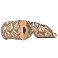 Vickerman 4" x 30' Light Brown Embroidery Ribbon
