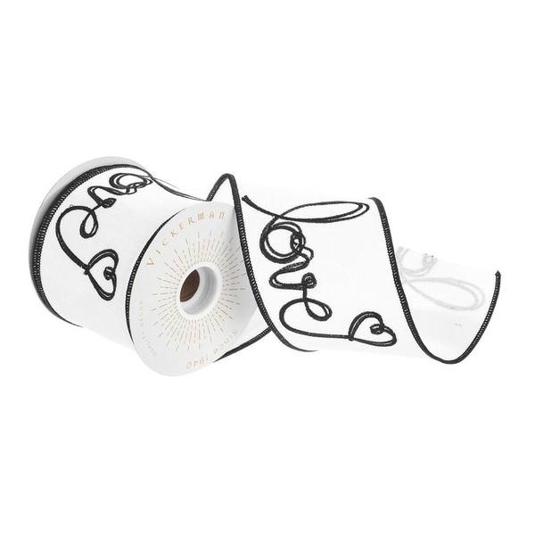 4" x 30' White / Black Love Print Ribbon