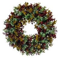 Vickerman 18" Artificial Green/Red Spiral Eucalyptus Wreath