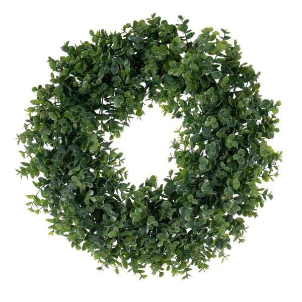 18" Artificial Green Spiral Eucalyptus Unlit Wreath Candle Ring
