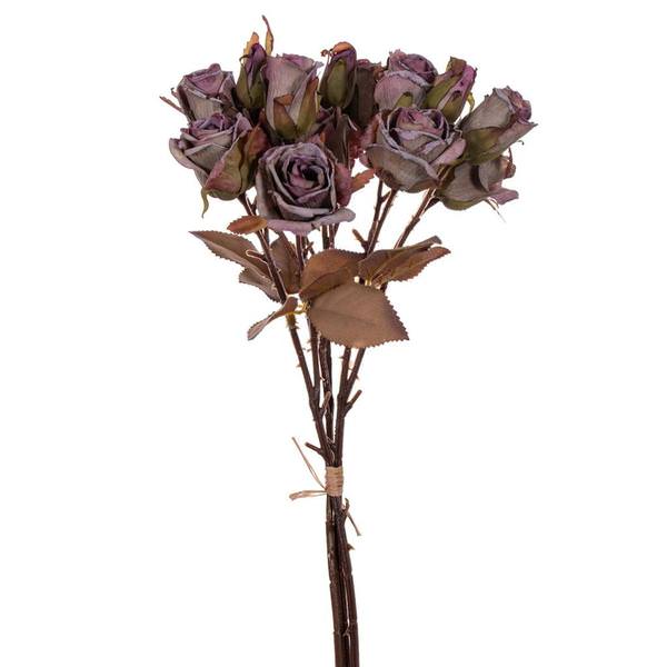 16.5" Artificial Plum Green Dried Rose Bundle