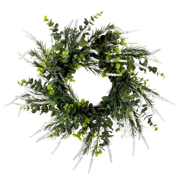 24" Artificial Green Rosemary & Eucalyptus Wreath