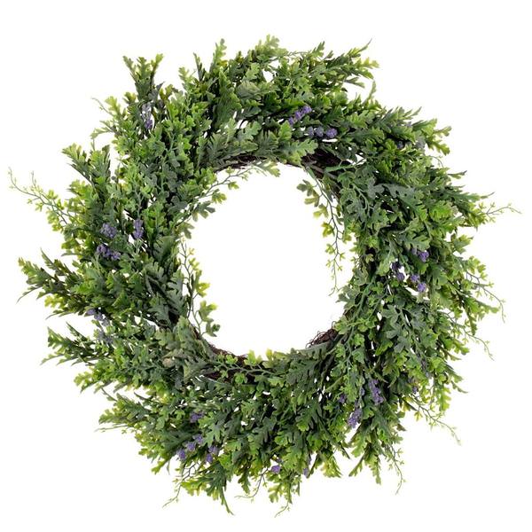 18" Artificial Green Senecio Cineraria Unlit Wreath Candle Ring