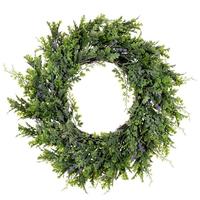 Vickerman 18" Artificial Green Senecio Cineraria Unlit Wreath Candle Ring