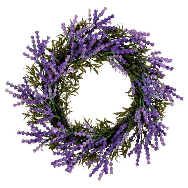 16" Artificial Purple Lavender Unlit Wreath Candle Ring