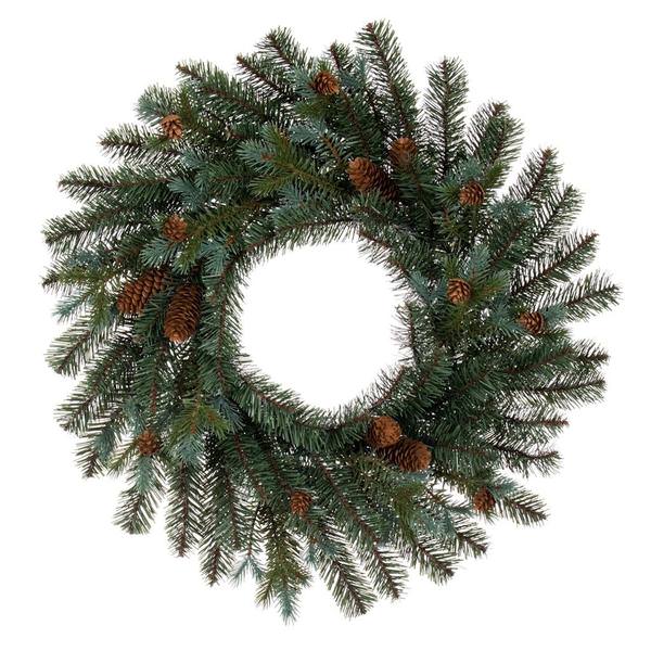 24" Artificial Blue Spruce Pine Cone Wreath