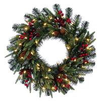 Vickerman 24" Artificial Mixed Pine Cone Berry Pinecone Wreath
