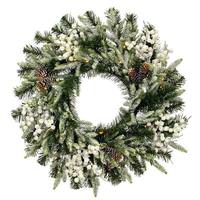 Vickerman 24" Artificial Frosted Berry Mixed Wreath 35 Battery Operated Warm White LED Lights