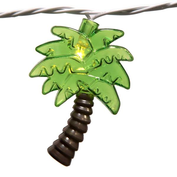 8' 10 Light White Wire Palm Tree LED String Set