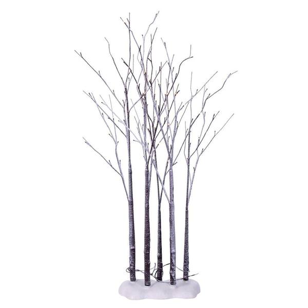 4' 5 Piece LED Warm White Artificial Frosted Brown Twig Tree