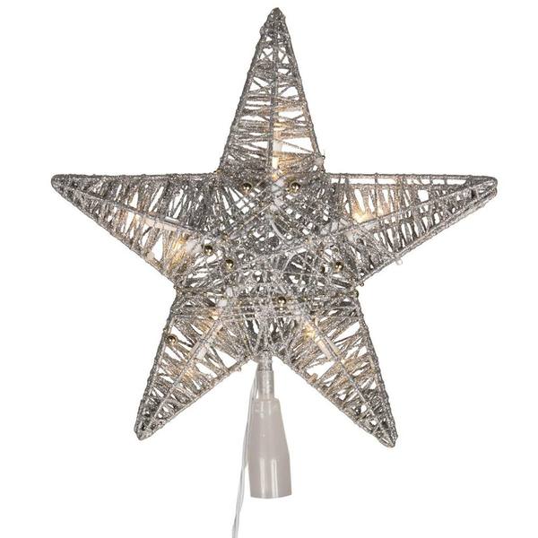 10 Light 12.5" Gold 5 Pointed Star Christmas Tree Topper