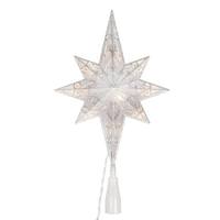 Vickerman 10 Light 14.5" Silver 8 Pointed Star Christmas Tree Topper