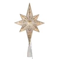 Vickerman 10 Light 14.5" Gold 8 Pointed Star Christmas Tree Topper