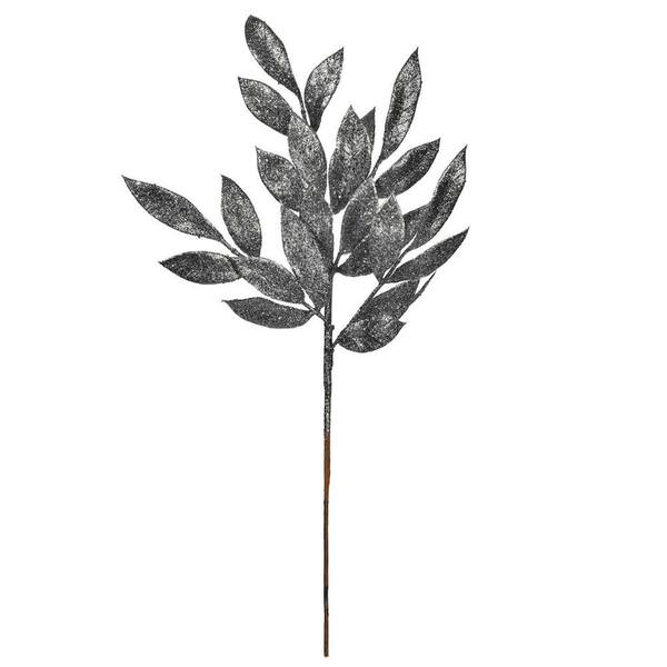 22" Pewter Glitter BayLeaf Spray (12 Pack)