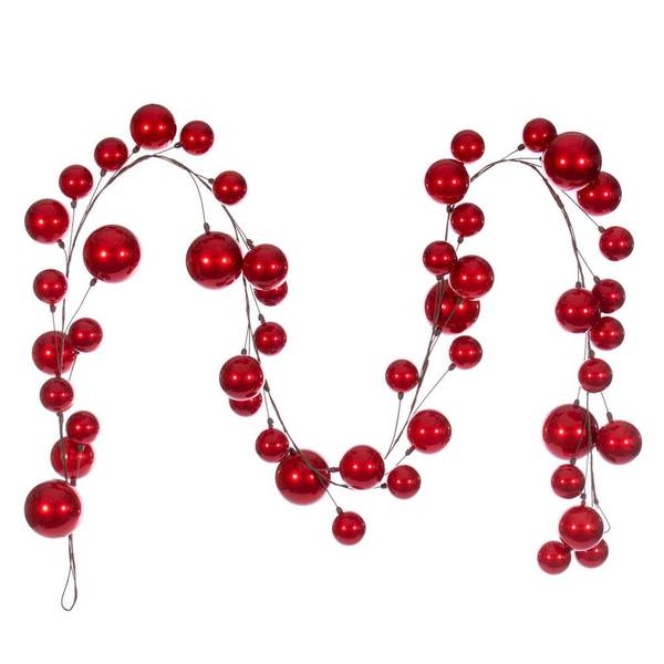 10' Red Candy Ball Branch Wire Garland