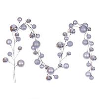 Vickerman 10' Silver Glitter/Matte/Shiny Assorted Ball Branch Wire Garland