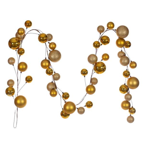 10' Gold Assorted Ball Branch Wire Garland