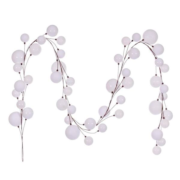 10' White Assorted Ball Branch Wire Garland