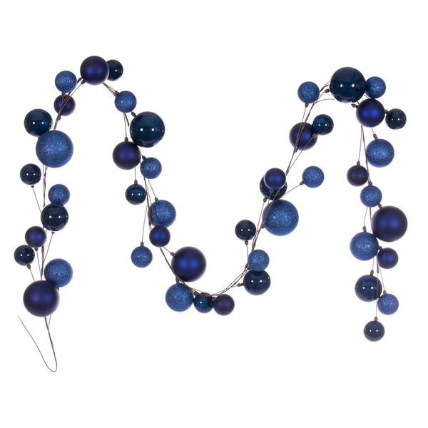 10' Midnight Blue Assorted Ball Branch Wire Garland
