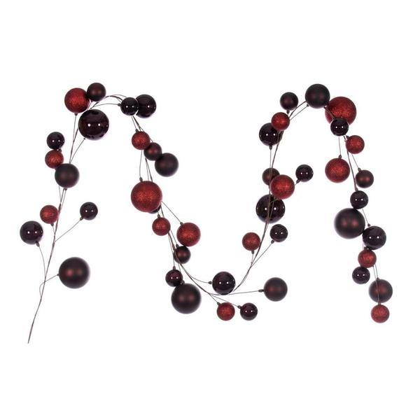 10' Burgundy Assorted Ball Branch Wire Garland